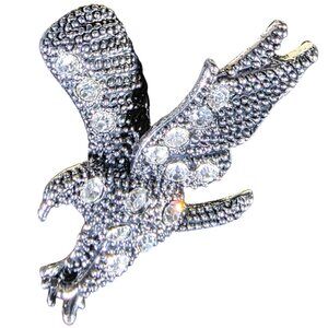 Eagle Ring Silver-Tone Adjustable Rhinestone bird animal jewelry statement